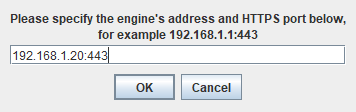 First run: the engine's address and HTTPS port